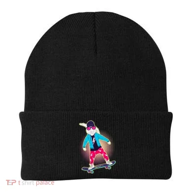 Funny Cool Skateboarding Easter Bunny Rabbit Beanie