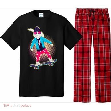 Funny Cool Skateboarding Easter Bunny Rabbit Pajama Set