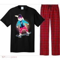 Funny Cool Skateboarding Easter Bunny Rabbit Pajama Set thumb 0