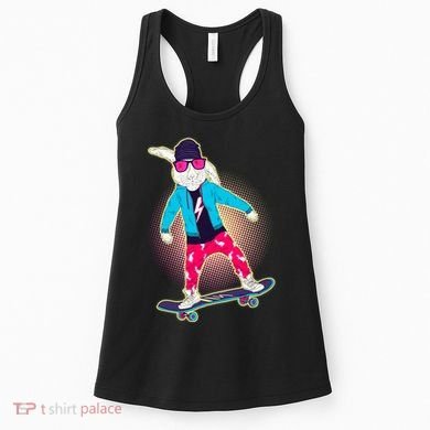 Funny Cool Skateboarding Easter Bunny Rabbit Women's Tank Top