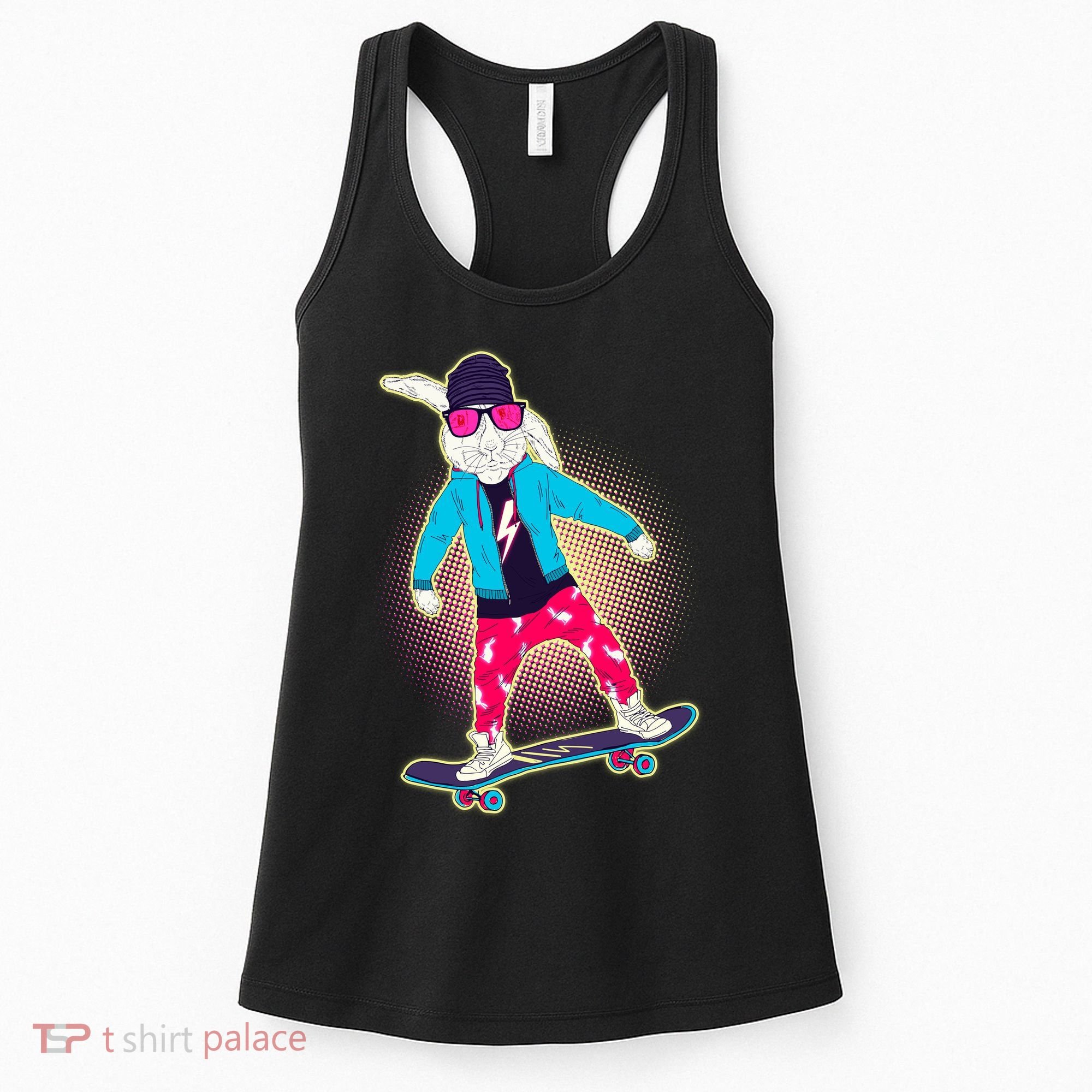 Funny Cool Skateboarding Easter Bunny Rabbit Women's Tank Top