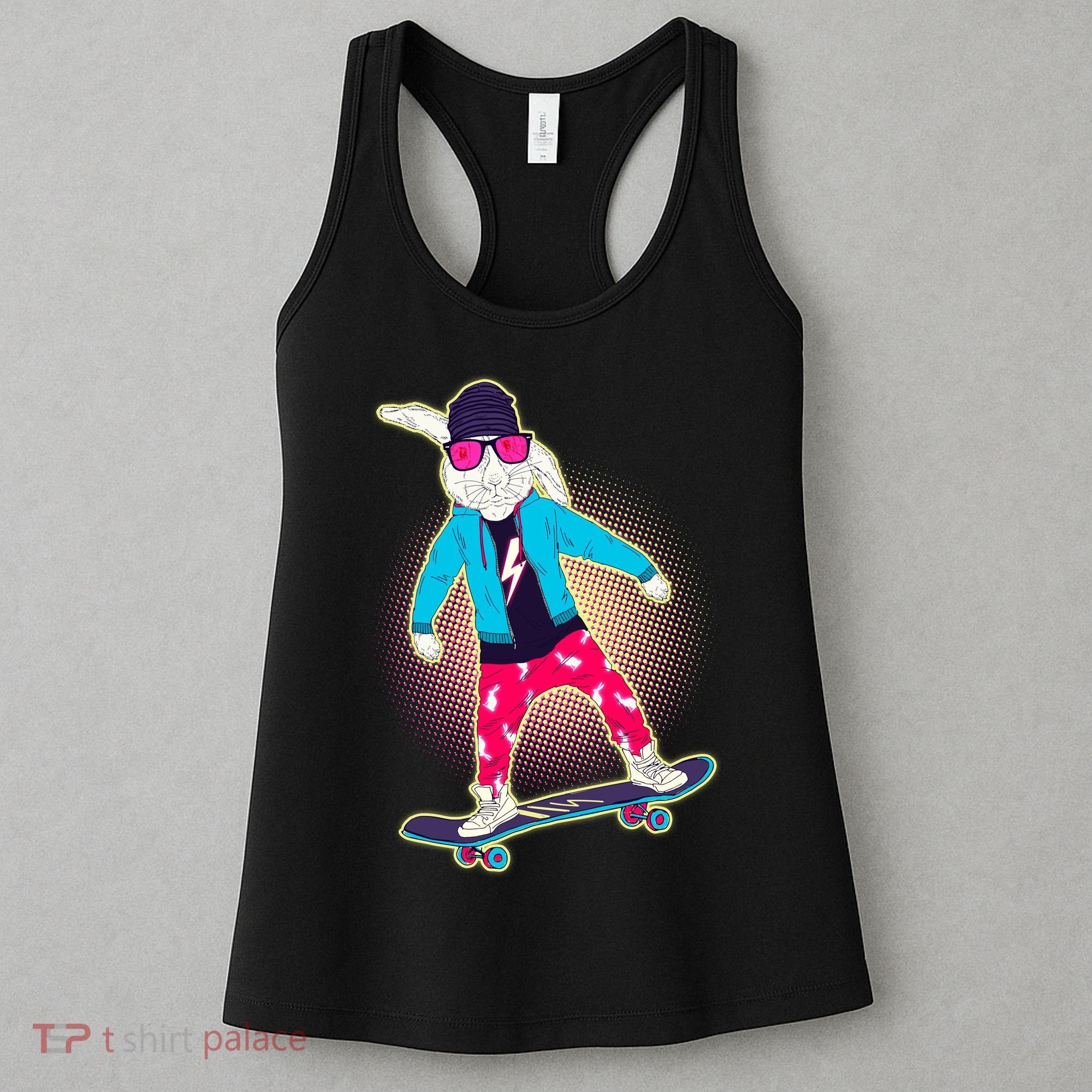 Funny Cool Skateboarding Easter Bunny Rabbit Women's Tank Top