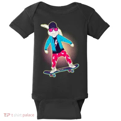 Funny Cool Skateboarding Easter Bunny Rabbit Baby Bodysuit