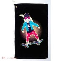 Funny Cool Skateboarding Easter Bunny Rabbit Golf Towel thumb 0