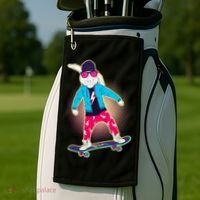 Funny Cool Skateboarding Easter Bunny Rabbit Golf Towel thumb 2