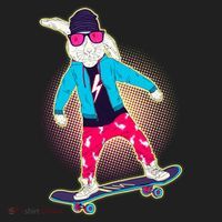 Funny Cool Skateboarding Easter Bunny Rabbit Golf Towel thumb 3