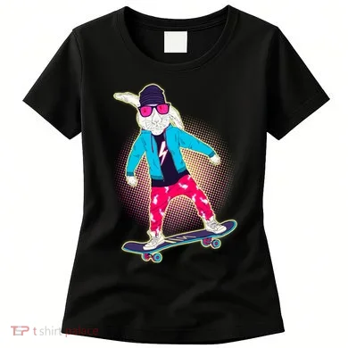 Funny Cool Skateboarding Easter Bunny Rabbit Women's T-Shirt