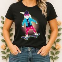 Funny Cool Skateboarding Easter Bunny Rabbit Women's T-Shirt thumb 2