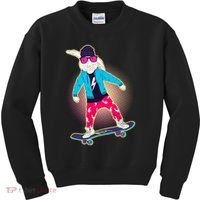 Funny Cool Skateboarding Easter Bunny Rabbit Kids Sweatshirt thumb 0