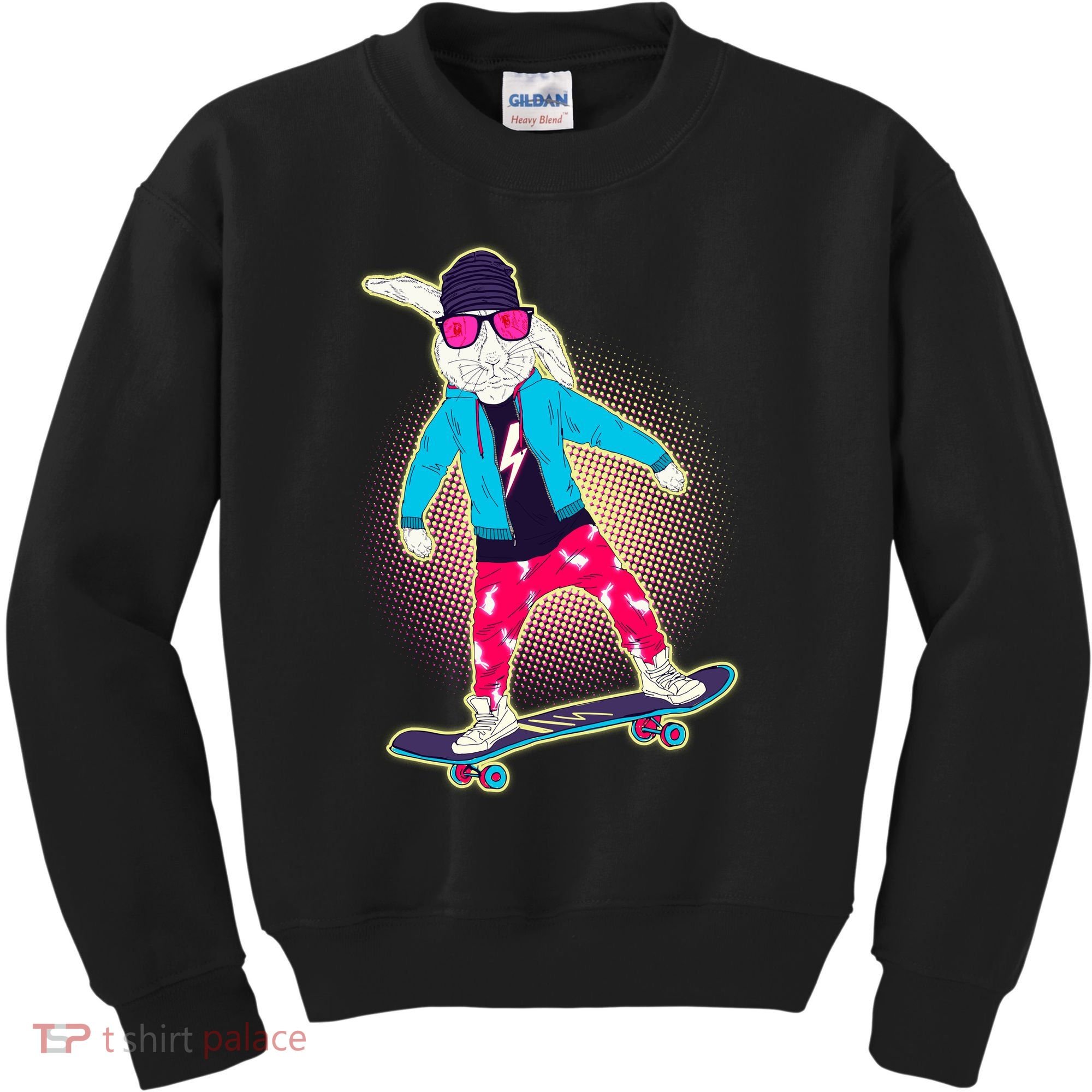 Funny Cool Skateboarding Easter Bunny Rabbit Kids Sweatshirt