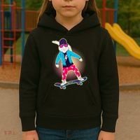 Funny Cool Skateboarding Easter Bunny Rabbit Kids Hoodie thumb 3