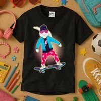 Funny Cool Skateboarding Easter Bunny Rabbit Kids T-Shirt thumb 3