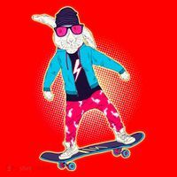 Funny Cool Skateboarding Easter Bunny Rabbit Santa Hat thumb 1