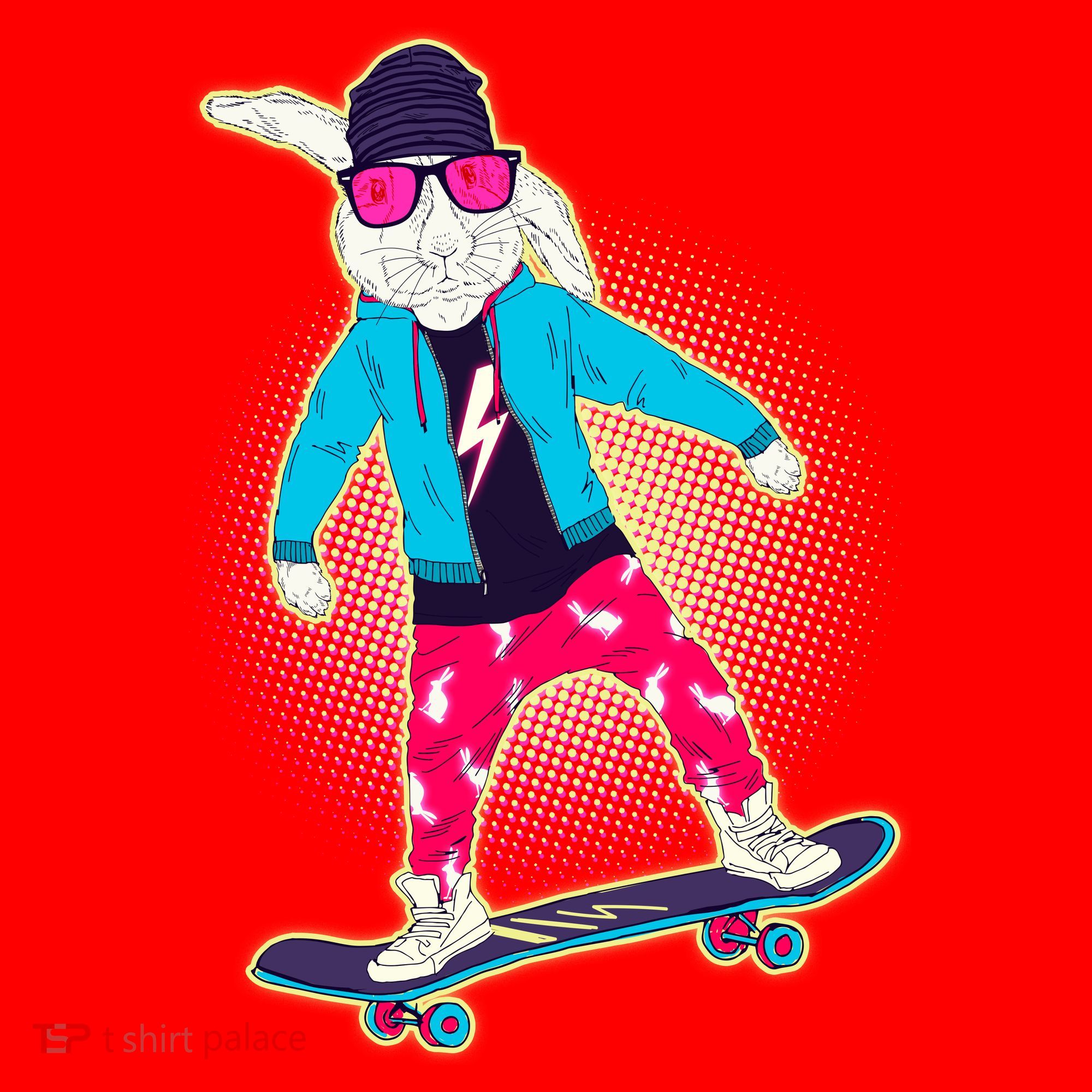 Funny Cool Skateboarding Easter Bunny Rabbit Santa Hat