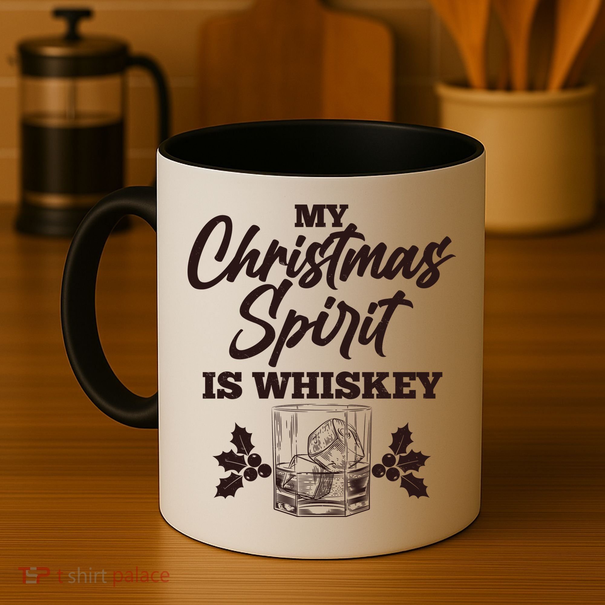 Funny Christmas Spirit Is Whiskey Coffee Mug