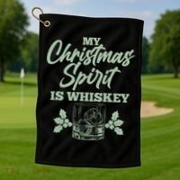 Funny Christmas Spirit Is Whiskey Golf Towel thumb 1