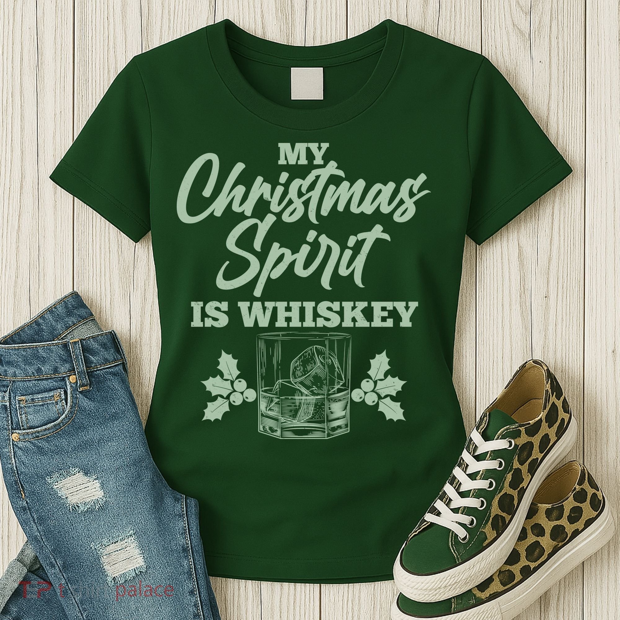 Funny Christmas Spirit Is Whiskey Women's T-Shirt