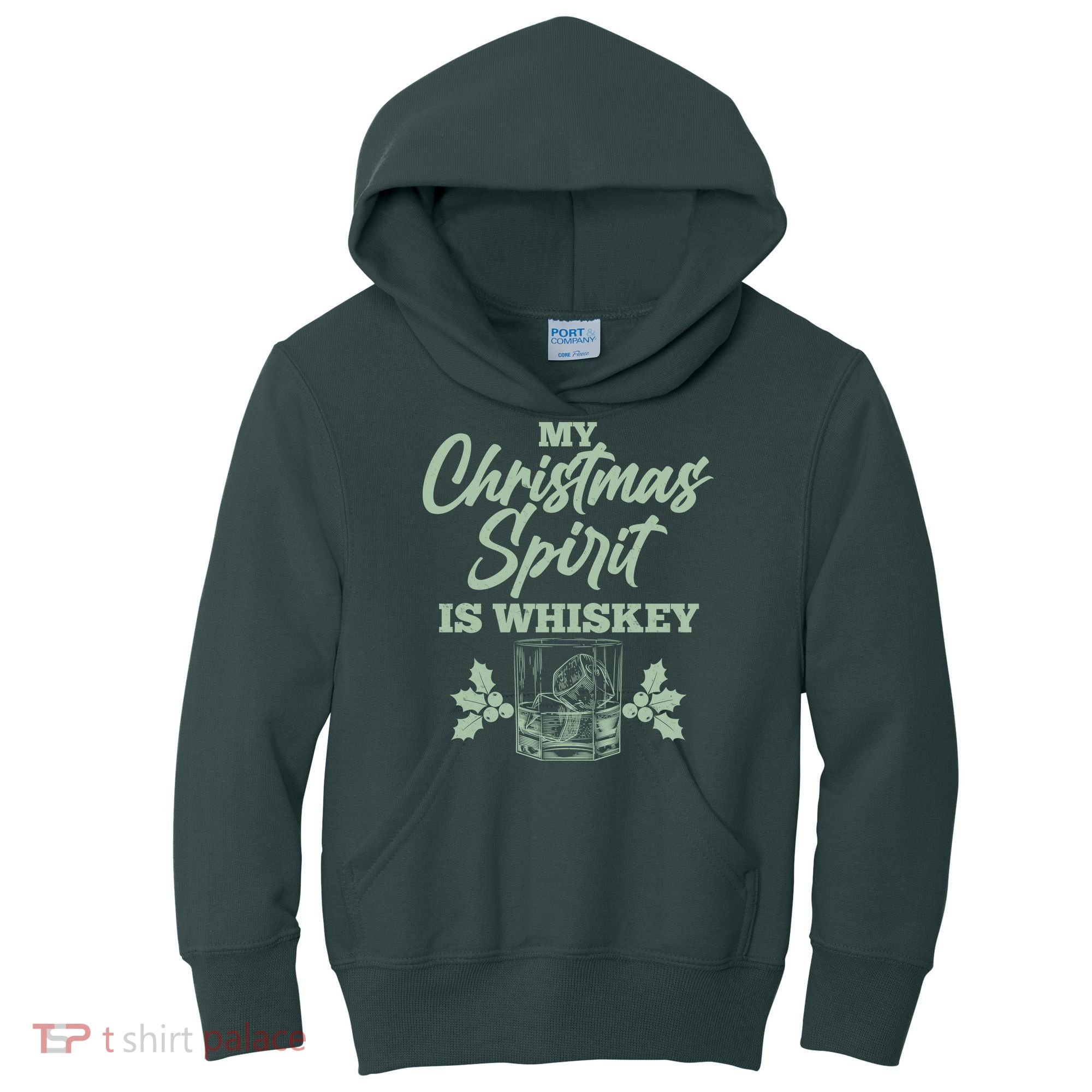 Funny Christmas Spirit Is Whiskey Kids Hoodie