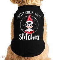 Funny Christmas Snitches Get Stitches Doggie Tank thumb 0