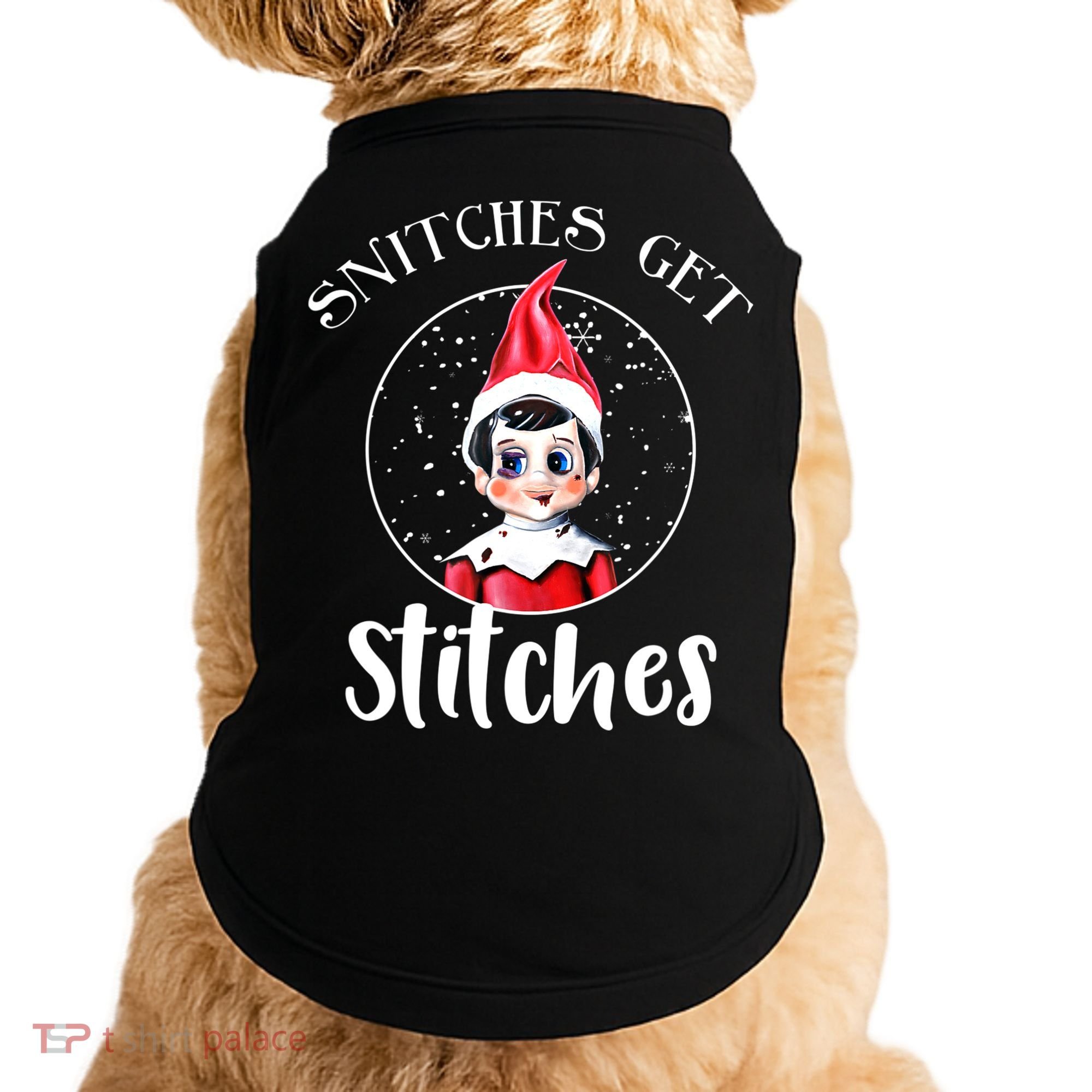 Funny Christmas Snitches Get Stitches Doggie Tank