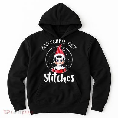 Funny Christmas Snitches Get Stitches Hoodie