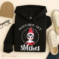 Funny Christmas Snitches Get Stitches Hoodie thumb 4
