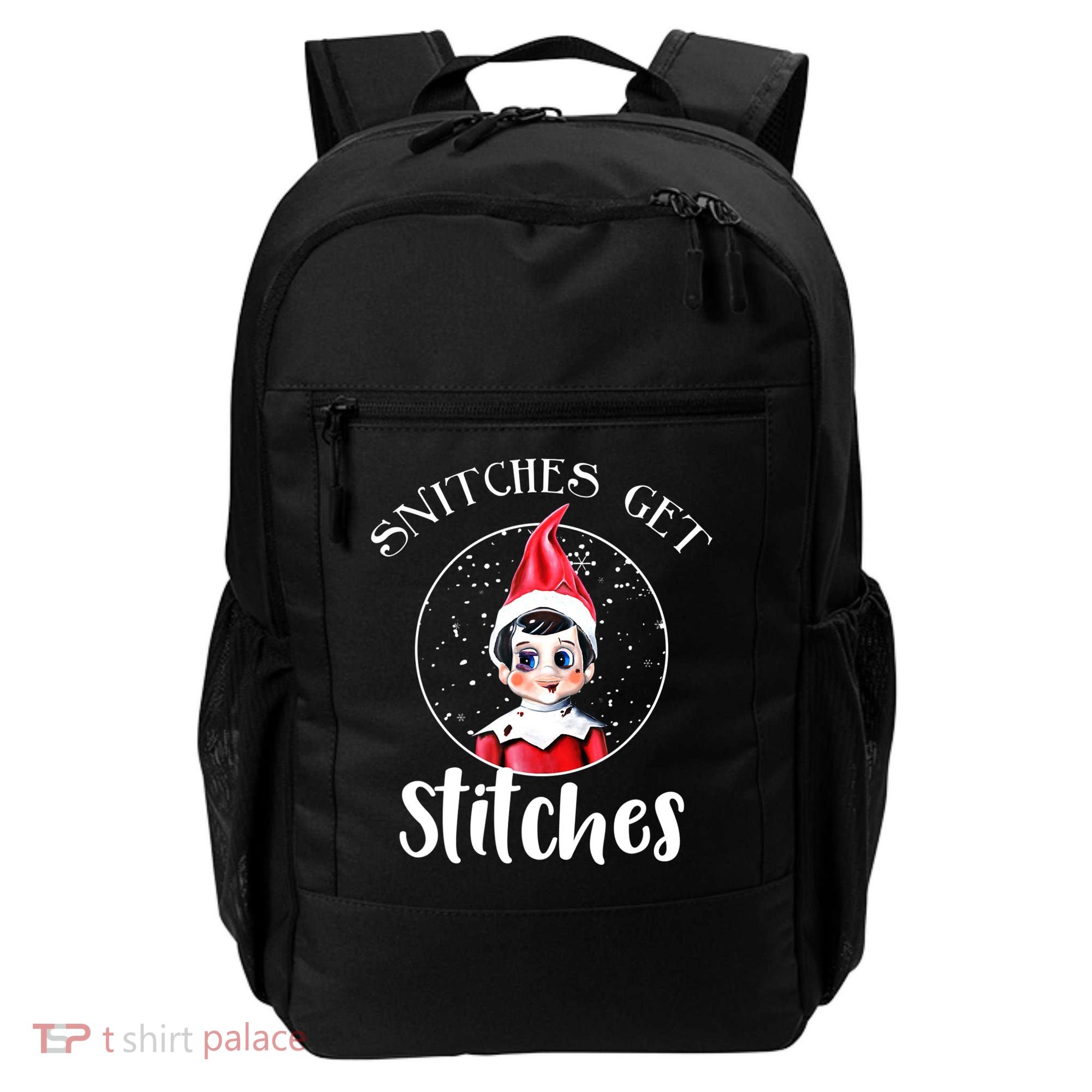 Funny Christmas Snitches Get Stitches Backpack