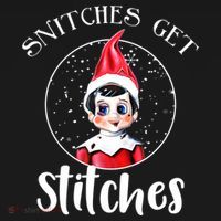 Funny Christmas Snitches Get Stitches Bucket Hat thumb 4