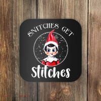 Funny Christmas Snitches Get Stitches Coaster thumb 0