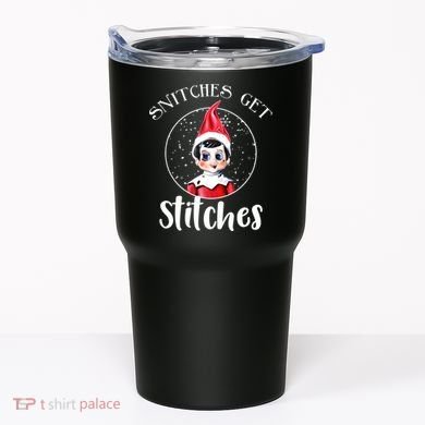 Funny Christmas Snitches Get Stitches Tumbler