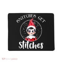 Funny Christmas Snitches Get Stitches Mousepad thumb 0