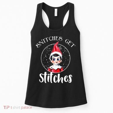 Funny Christmas Snitches Get Stitches Women's Tank Top