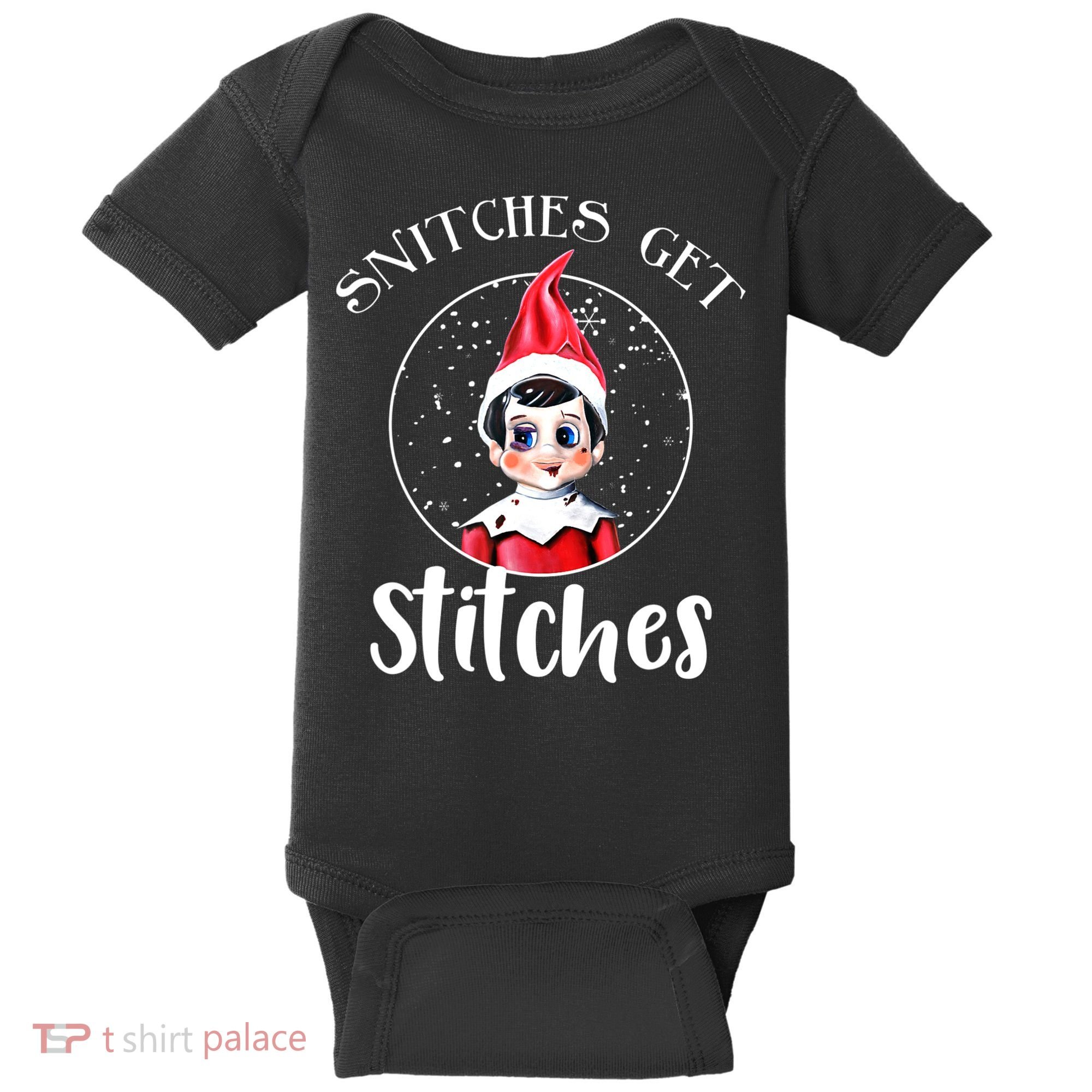 Funny Christmas Snitches Get Stitches Baby Bodysuit