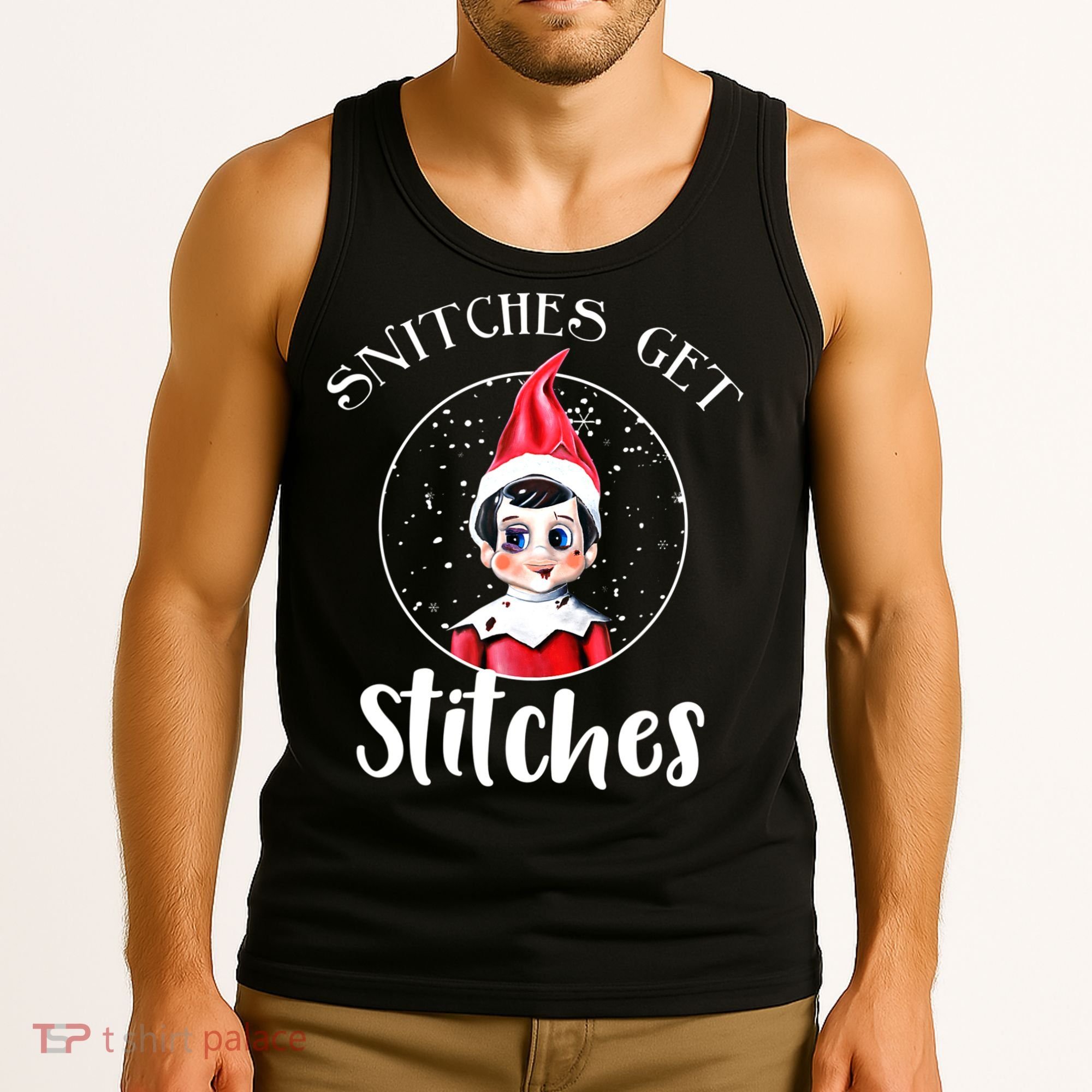 Funny Christmas Snitches Get Stitches Tank Top