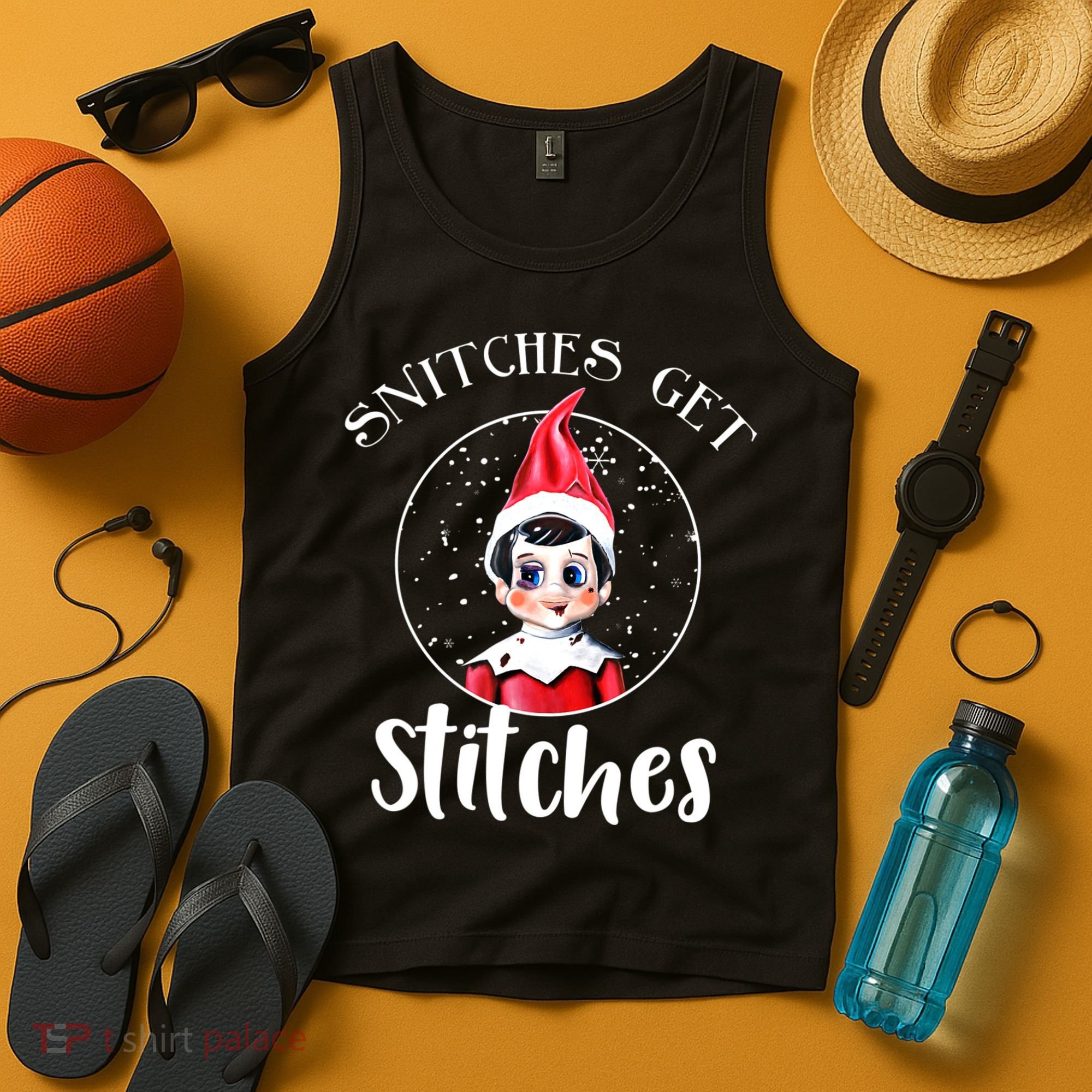 Funny Christmas Snitches Get Stitches Tank Top