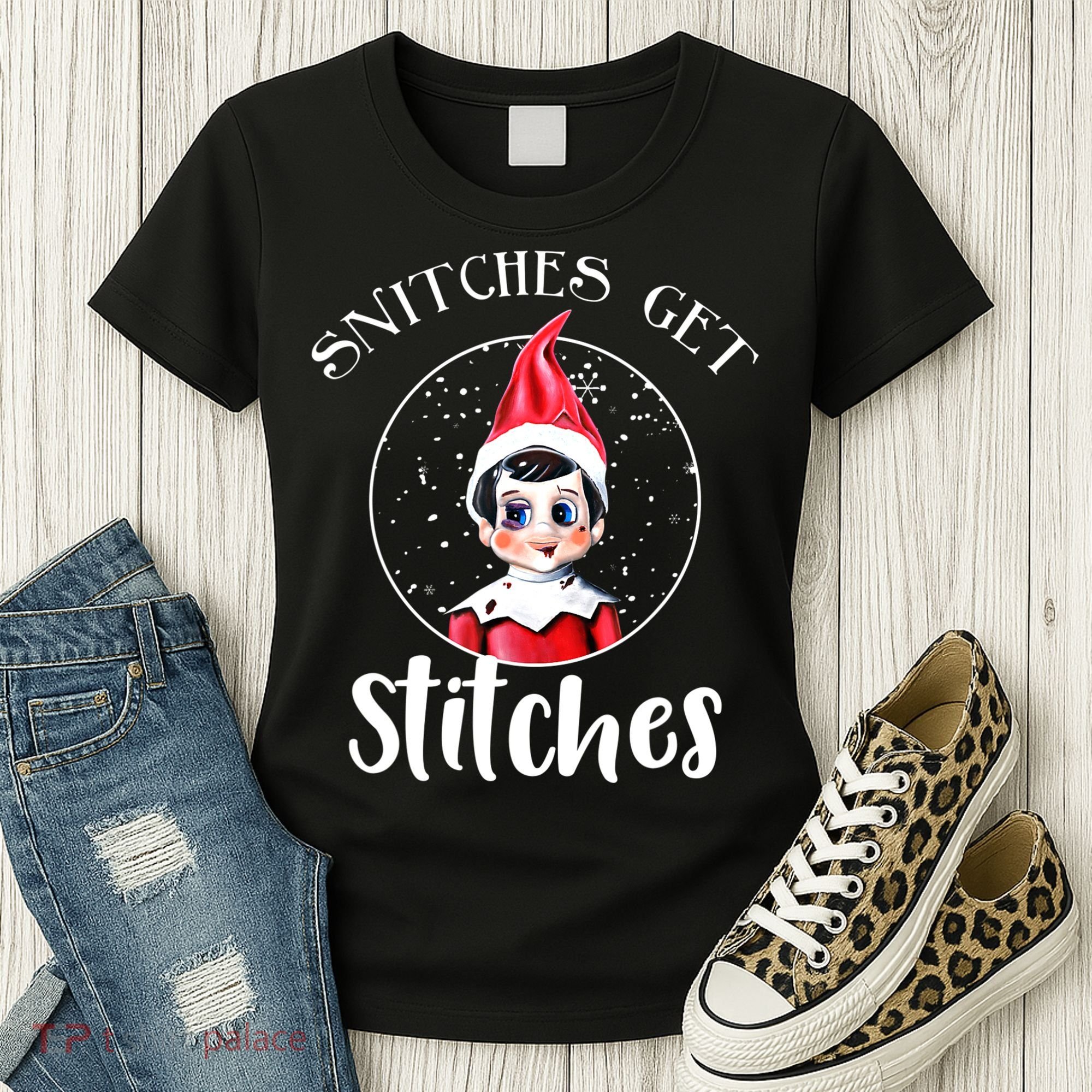 Funny Christmas Snitches Get Stitches Women's T-Shirt