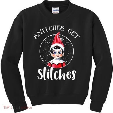 Funny Christmas Snitches Get Stitches Kids Sweatshirt