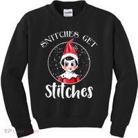 Funny Christmas Snitches Get Stitches Kids Sweatshirt thumb 0