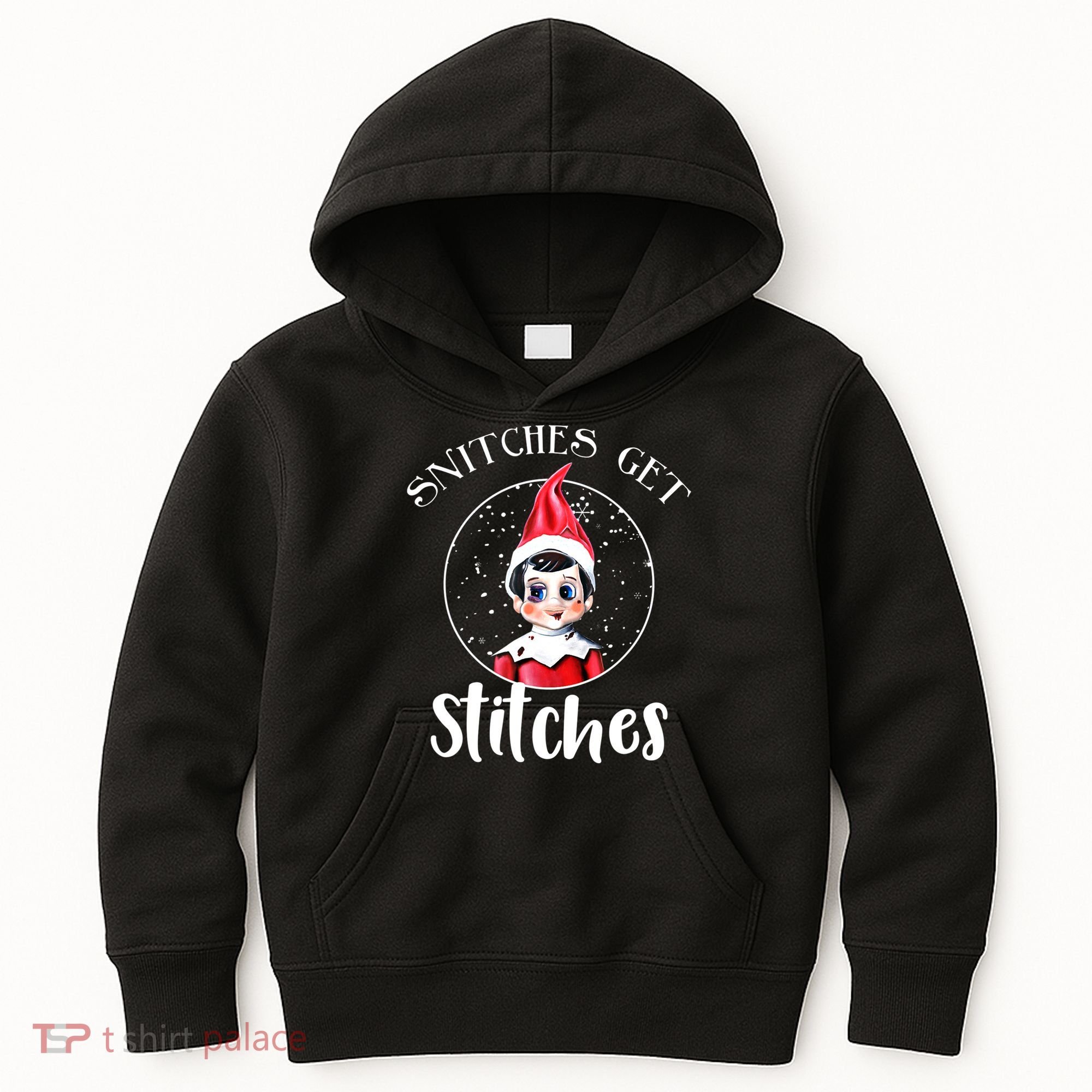 Funny Christmas Snitches Get Stitches Kids Hoodie