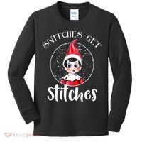 Funny Christmas Snitches Get Stitches Kids Long Sleeve Shirt thumb 0