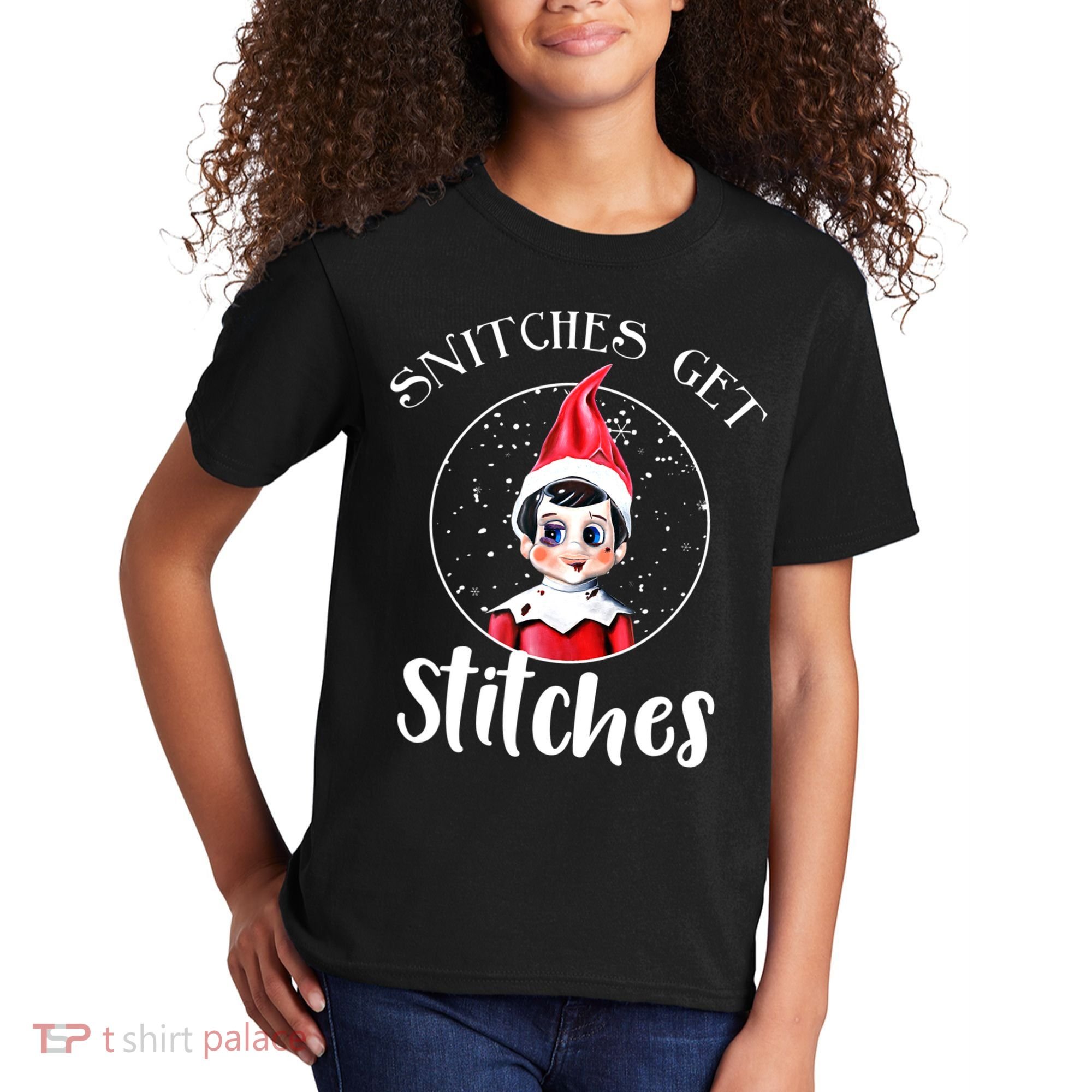 Funny Christmas Snitches Get Stitches Kids T-Shirt