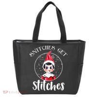 Funny Christmas Snitches Get Stitches Tote Bag thumb 0