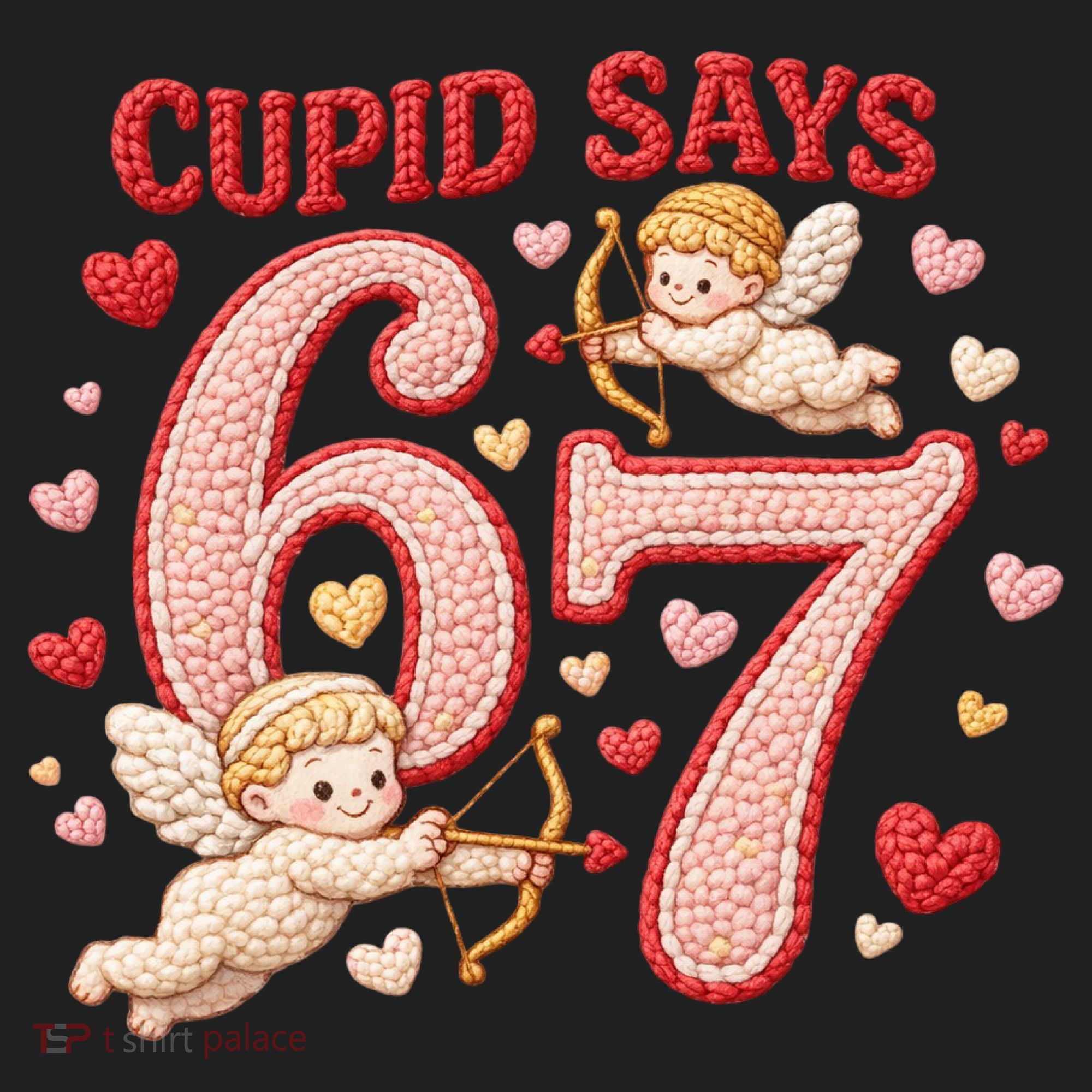Funny Cupid Says 6-7 Valentines Day 67 Meme Women's Sweatshirt
