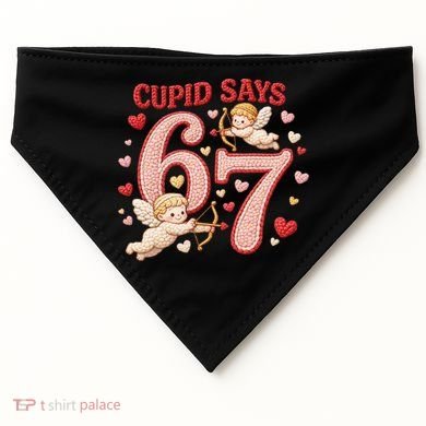 Funny Cupid Says 6-7 Valentines Day 67 Meme USA-Made Doggie Bandana