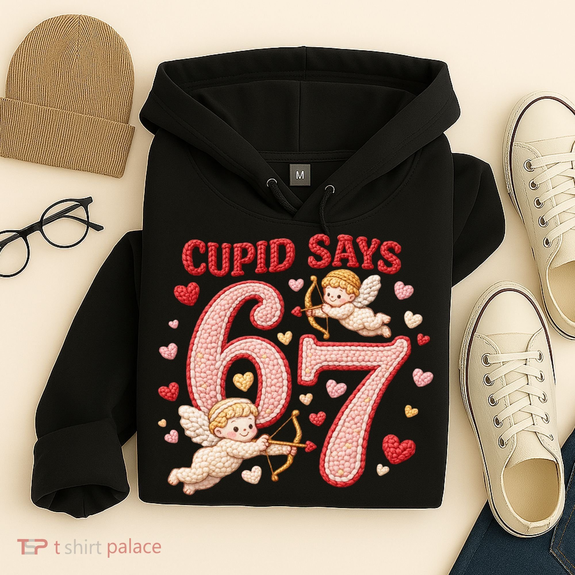 Funny Cupid Says 6-7 Valentines Day 67 Meme Hoodie