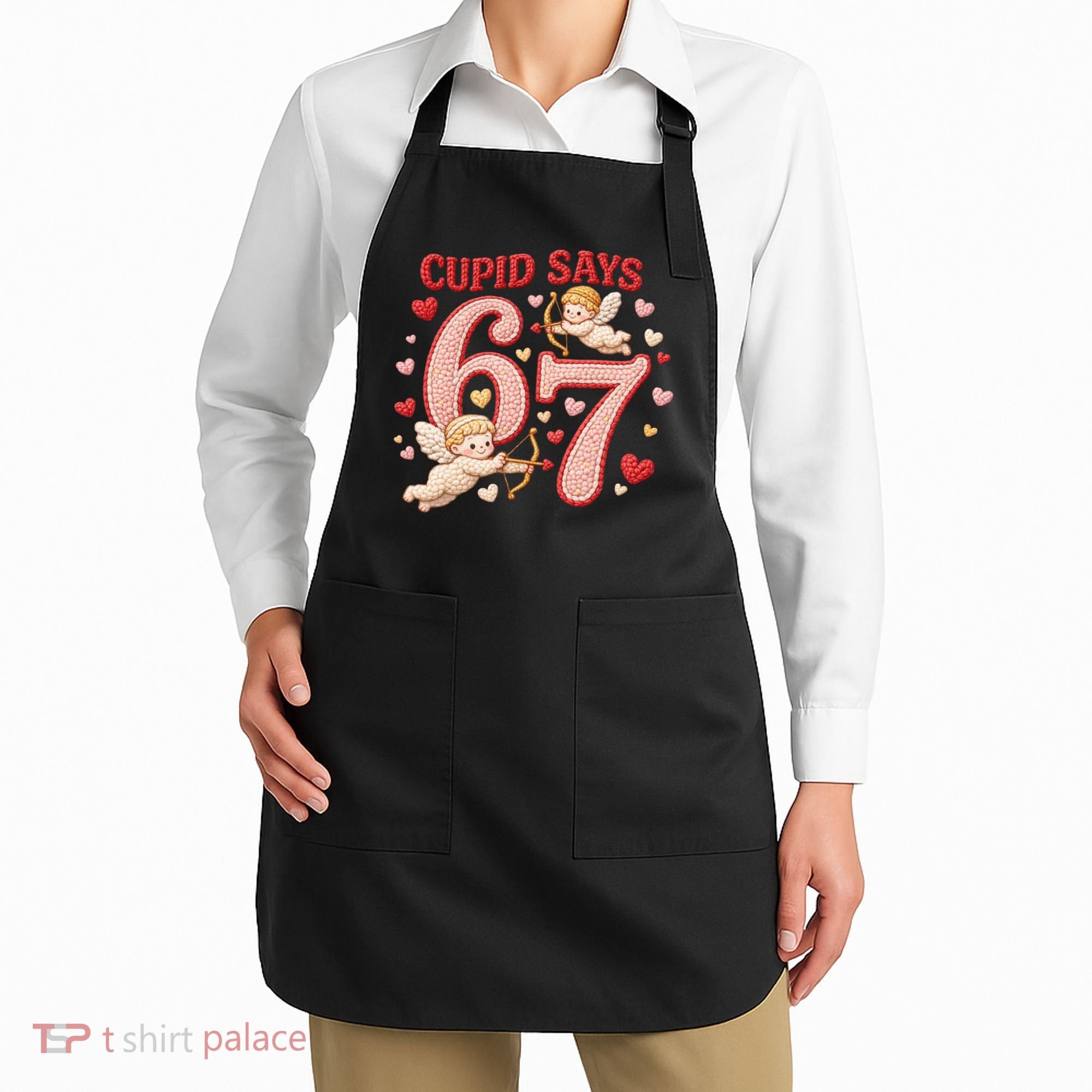 Funny Cupid Says 6-7 Valentines Day 67 Meme Apron