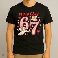 Funny Cupid Says 6-7 Valentines Day 67 Meme T-Shirt thumb 3