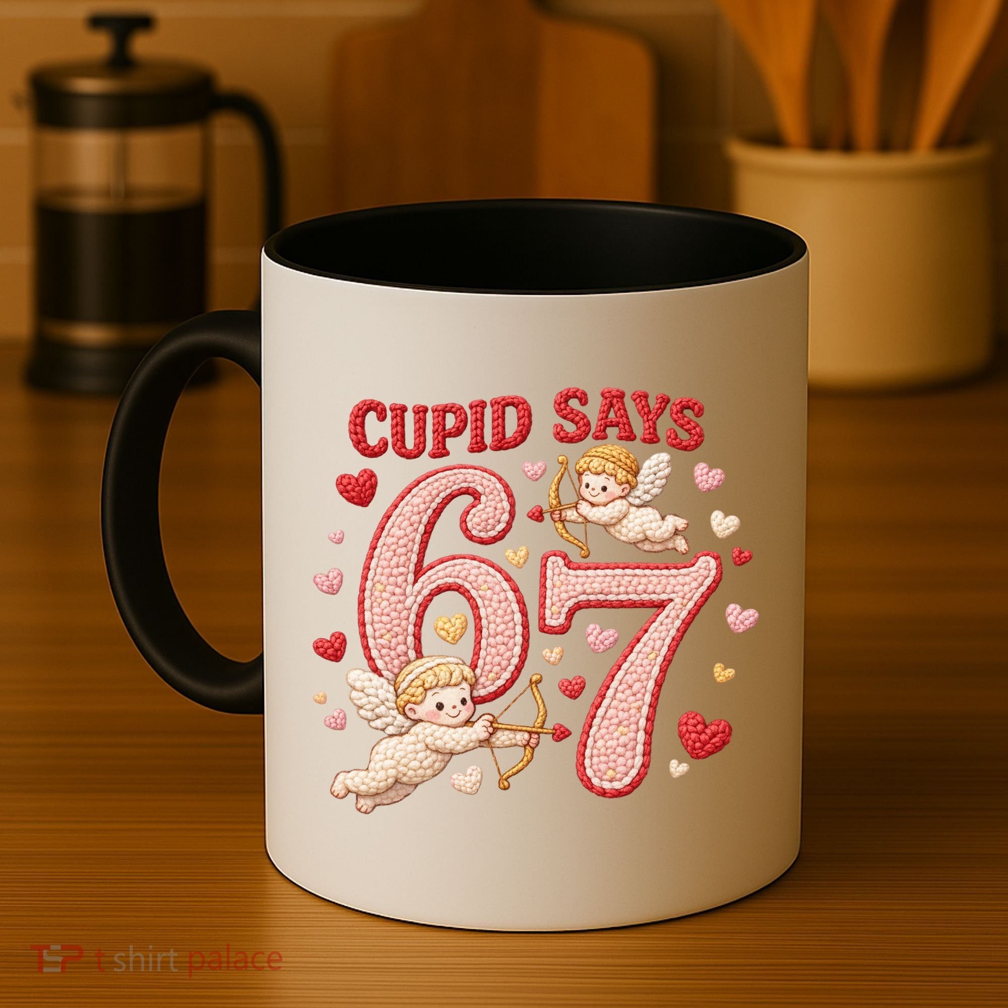 Funny Cupid Says 6-7 Valentines Day 67 Meme Coffee Mug