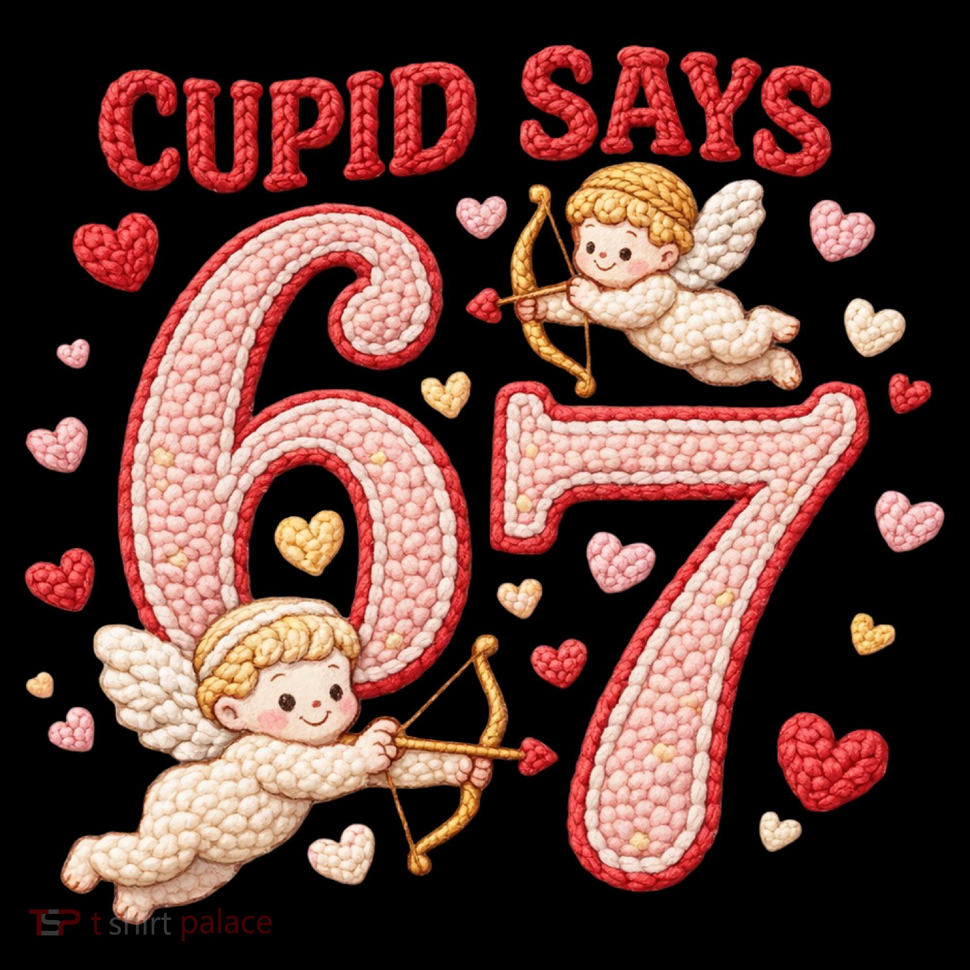 Funny Cupid Says 6-7 Valentines Day 67 Meme Women's Hoodie