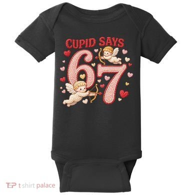 Funny Cupid Says 6-7 Valentines Day 67 Meme Baby Bodysuit